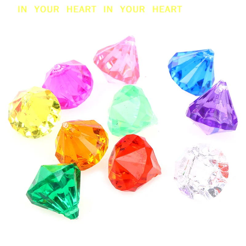 

【X】Plastic Crystal Bead DIY Diving Gem Pool Toy 10 Big Colorful With Treasure Pirate Box Swimming
