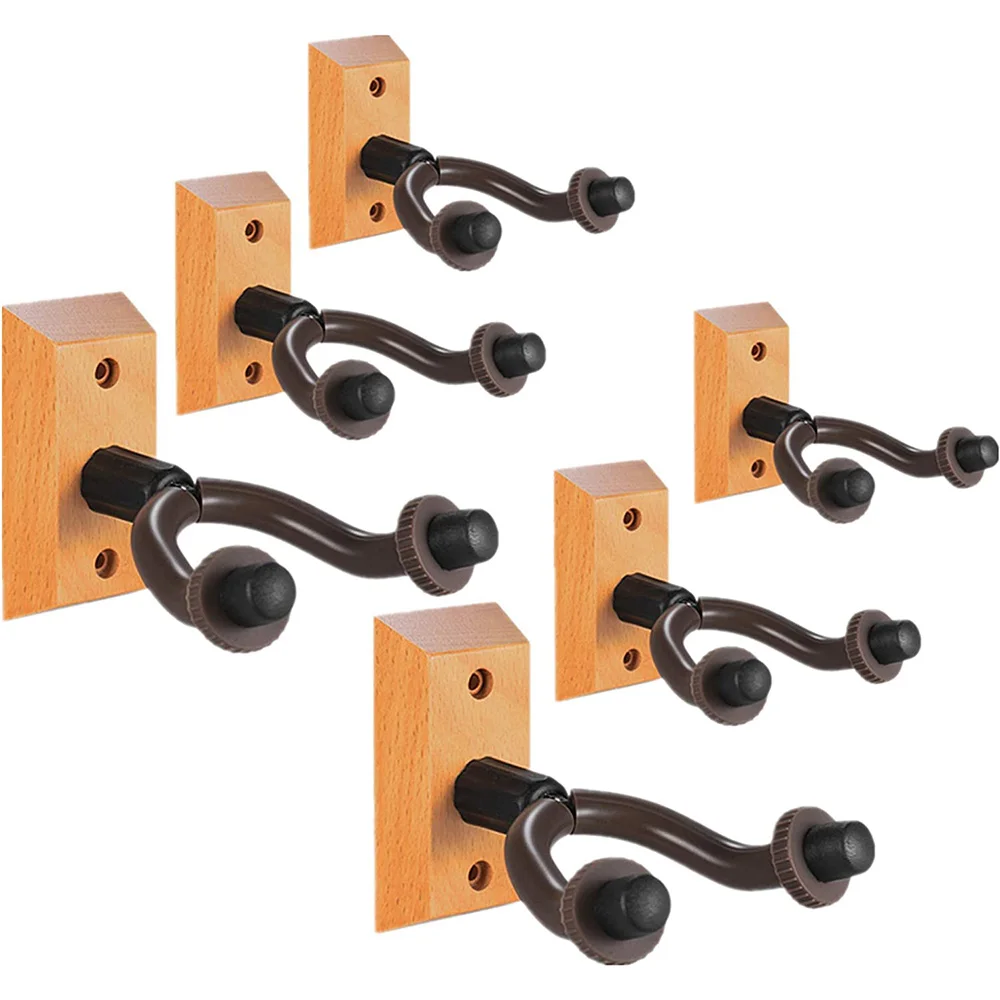 

6Pcs Guitar Wall Mount Hanger Hardwood Guitar Hanger Wall Hook Holder Stand Display Fits All Size Guitars Bass Ukulele