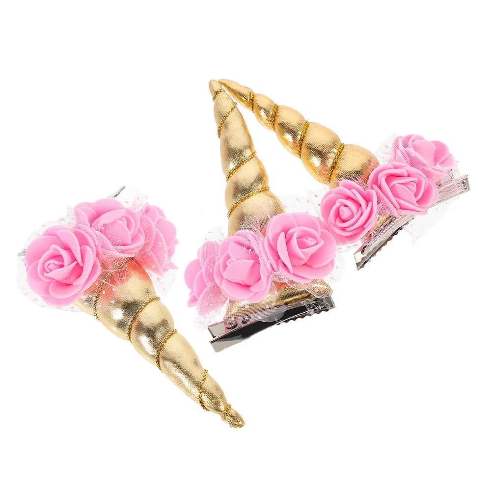 

3pcs Unicorn Clips for Party Unicorn Horn Hair Accessories Accessories Golden Cartoon Novelty Barrettes Hairstyle Decor
