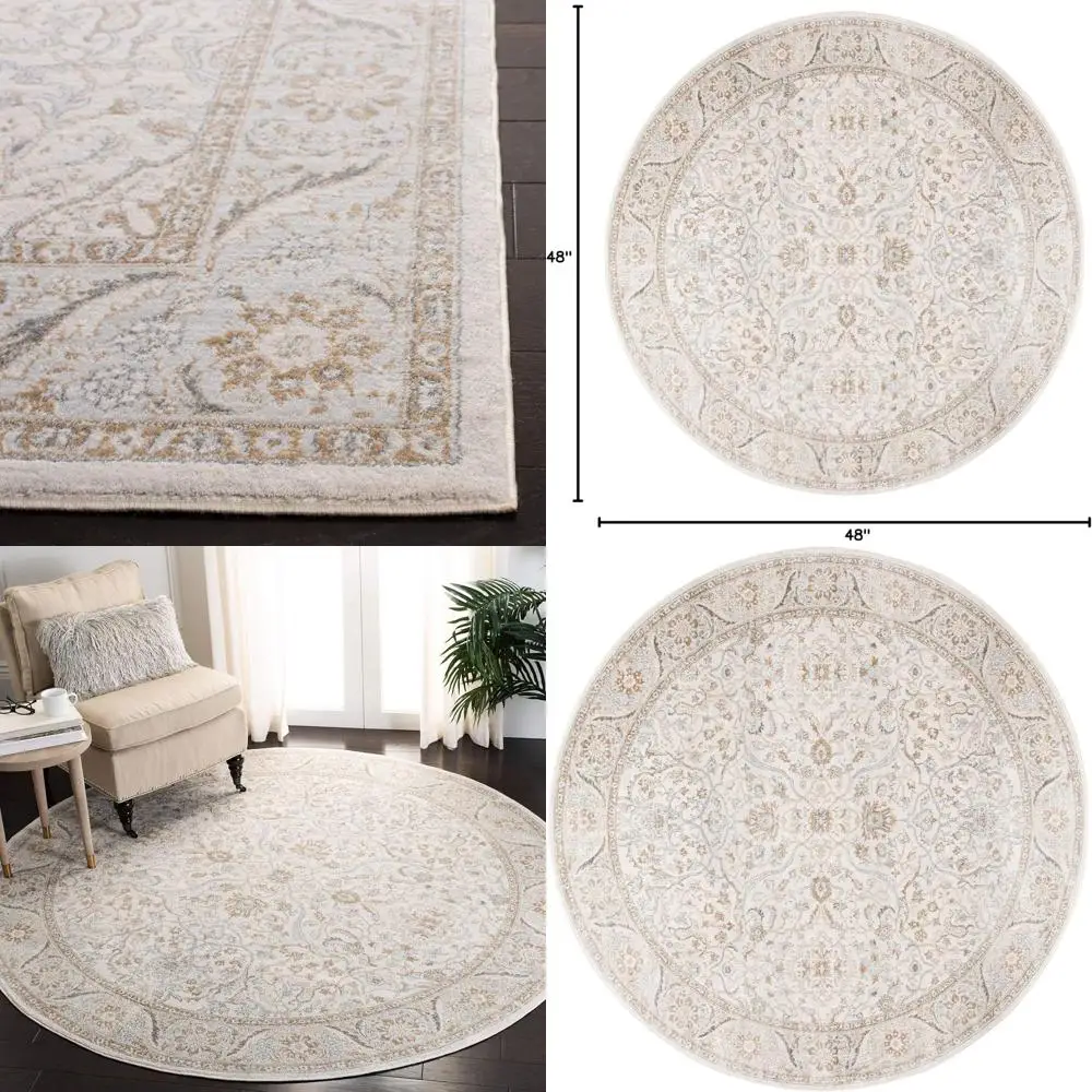 

Cream Oriental Area Rug, Isabella Collection, Non-Shedding, Suitable for Entryway, Foyer, Living Room, Bedroom, Kitchen