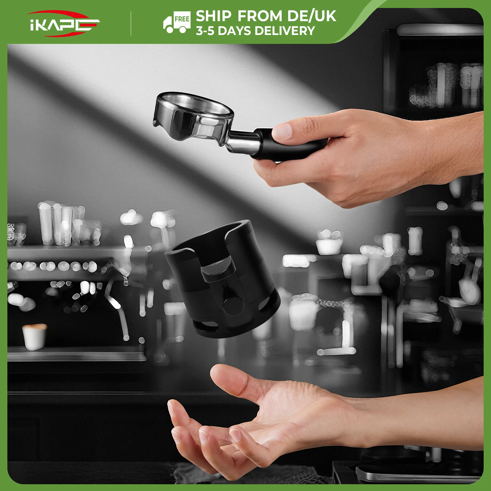 IKAPE 58mm Verstellbarer Siebträgerhalter, Espresso-Tampingstation mit Rutschfester Silikonbasis, Kaffee-Zubehör
