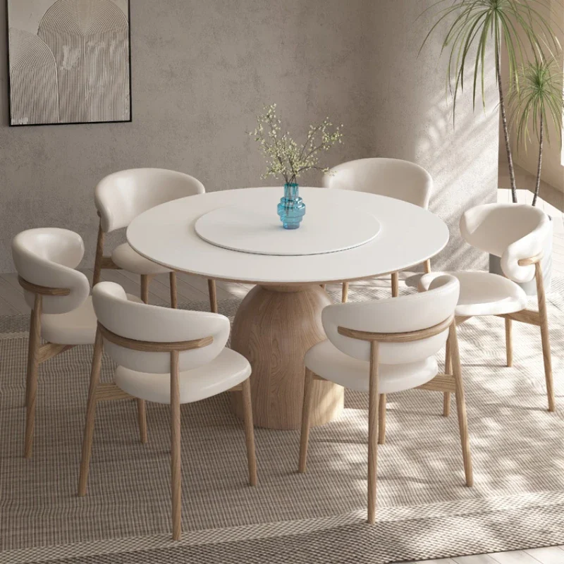 Rock Plate Round Dining Table Home With Turntable Dining Table Wood Simple Modern Tavoli Da Pranzo Home Furniture ZT50DT