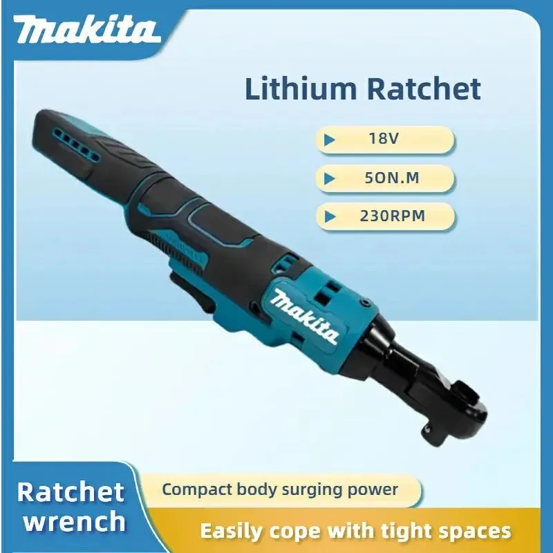 Makita DWR180Z 18V LXT Cordless Ratchet Wrench 6.35mm Drive 47.5N·m Angle Socket Tool for Tight Space Auto Repair and EngineWork