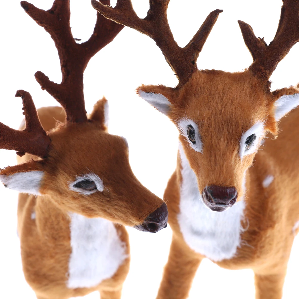 1pc Simulation Christmas Deer Christmas Elk Plush Reindeer Christmas Decoration Fairy Garden Miniatures Props