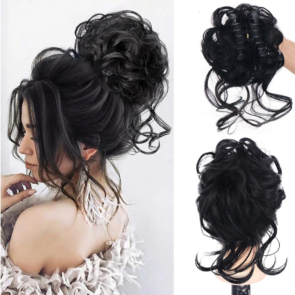 

Hair Bun Extensions For Women, Claw Clip Messy Bun Hair Piece Wavy Curly Messy Hair Bun Clip in Claw Chignon Hairpieces