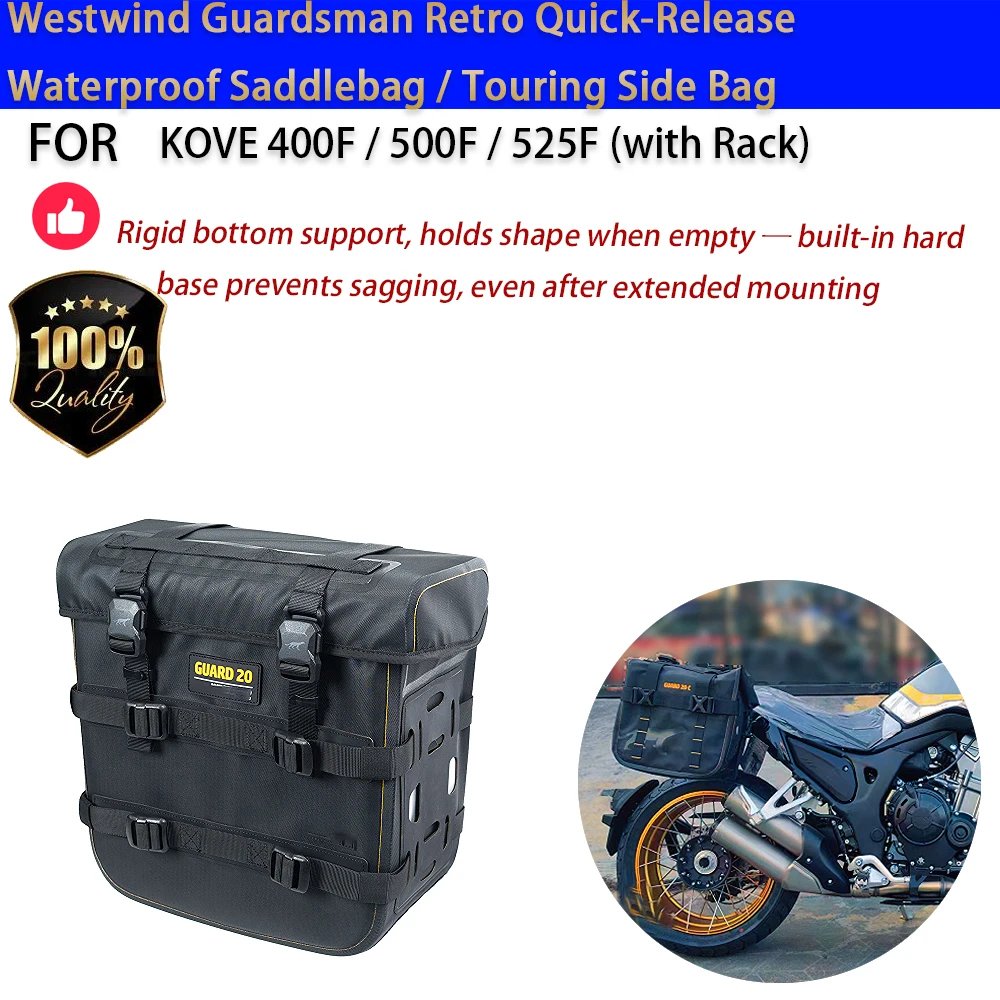 For KOVE 400F 500F 525F Westwind Guardsman Retro Waterproof Saddlebag Quick Release No-Drill Accesorios Moto