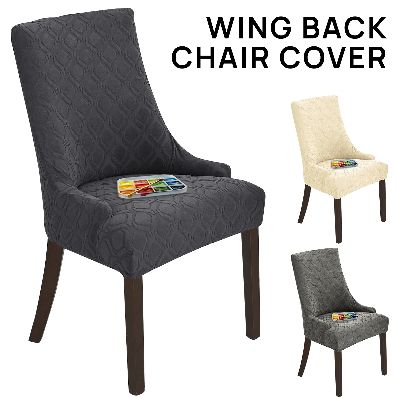 

2PCS Wingback Chair Covers Slipcover Soft Dining Chair Covers Wear Resistant Wingback Stretch Chair Covers Removable Wing Chair