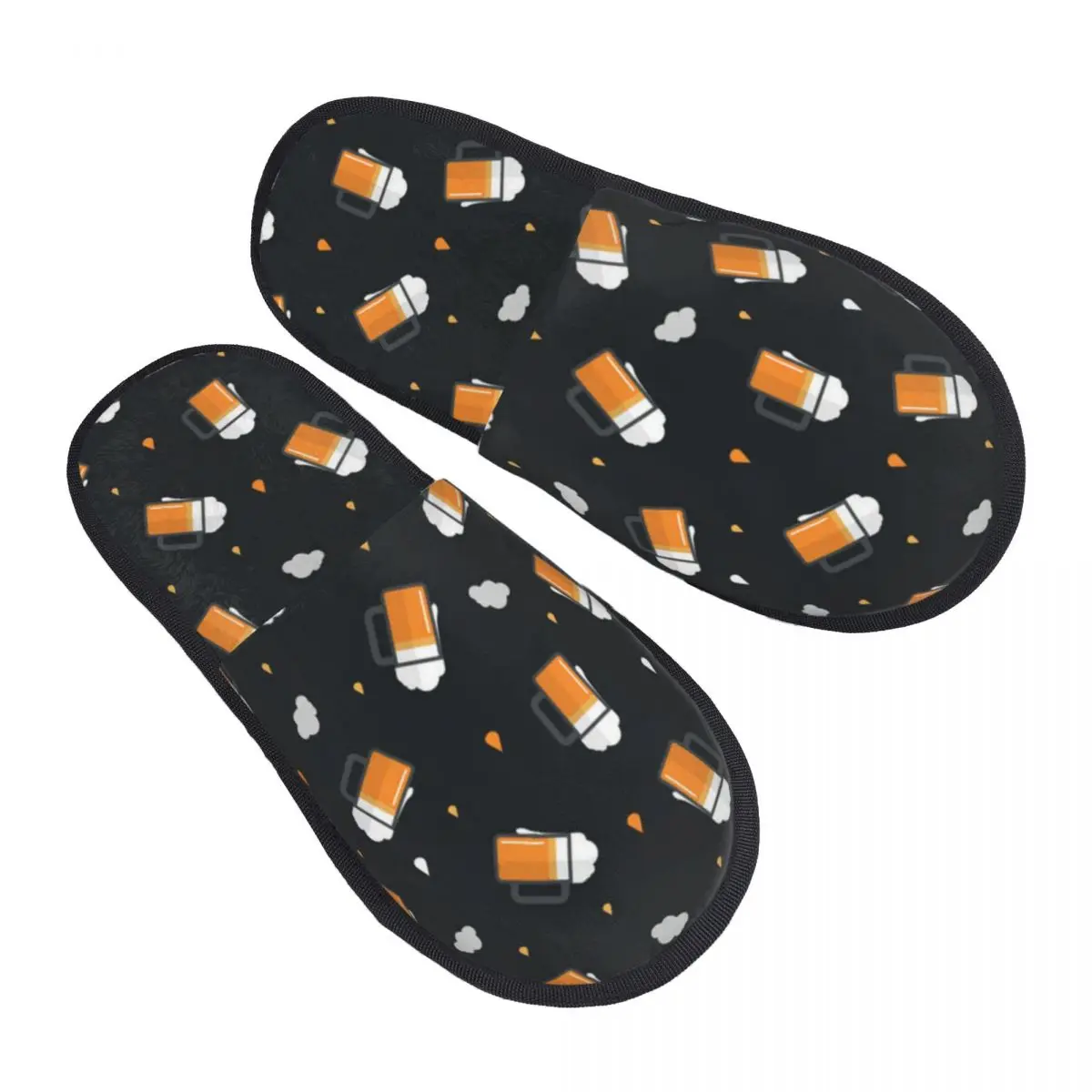 Soft Plush Cotton Drink Beer Slippers Shoes Non-Slip Floor Indoor Furry Slippers For Bedroom