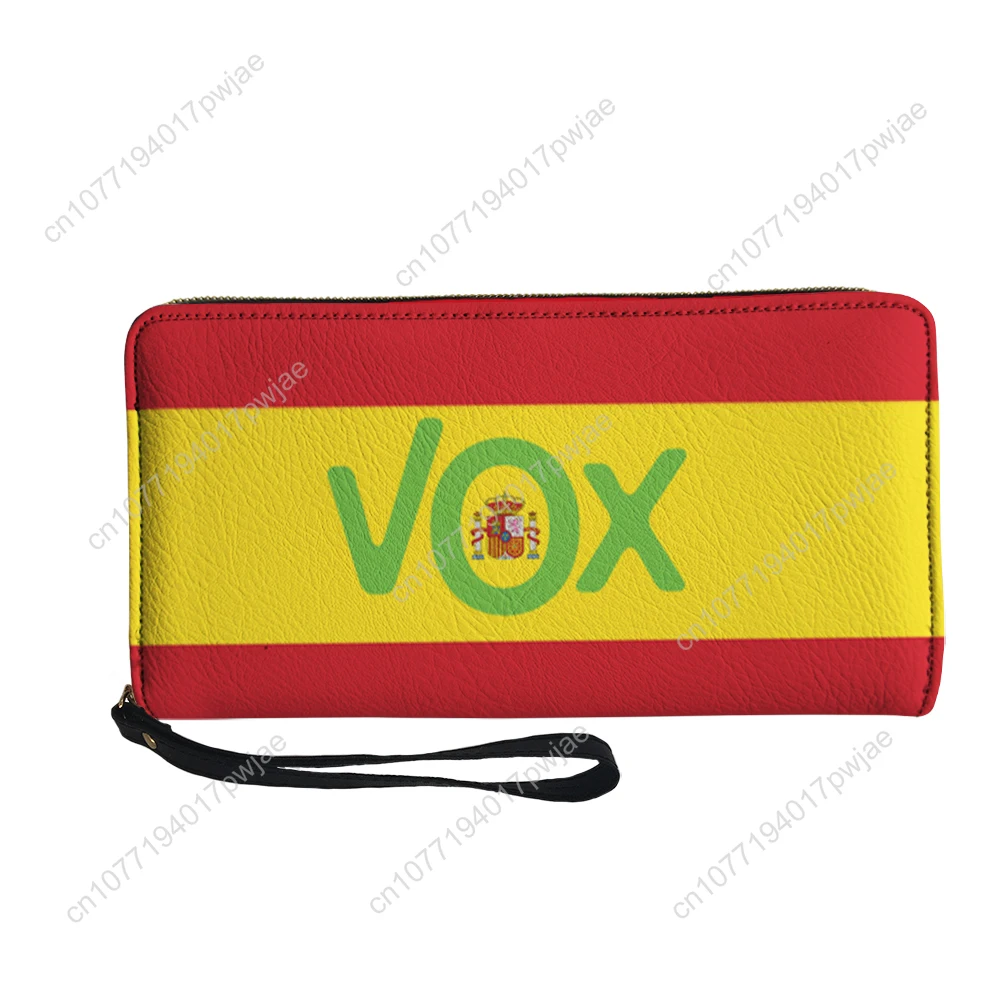 Spanish National Emblem Vox Custom Wallet Purse Mens Womens Teenagers Zipper Long Wallets Double Print  Portable Wallet Gift Bag