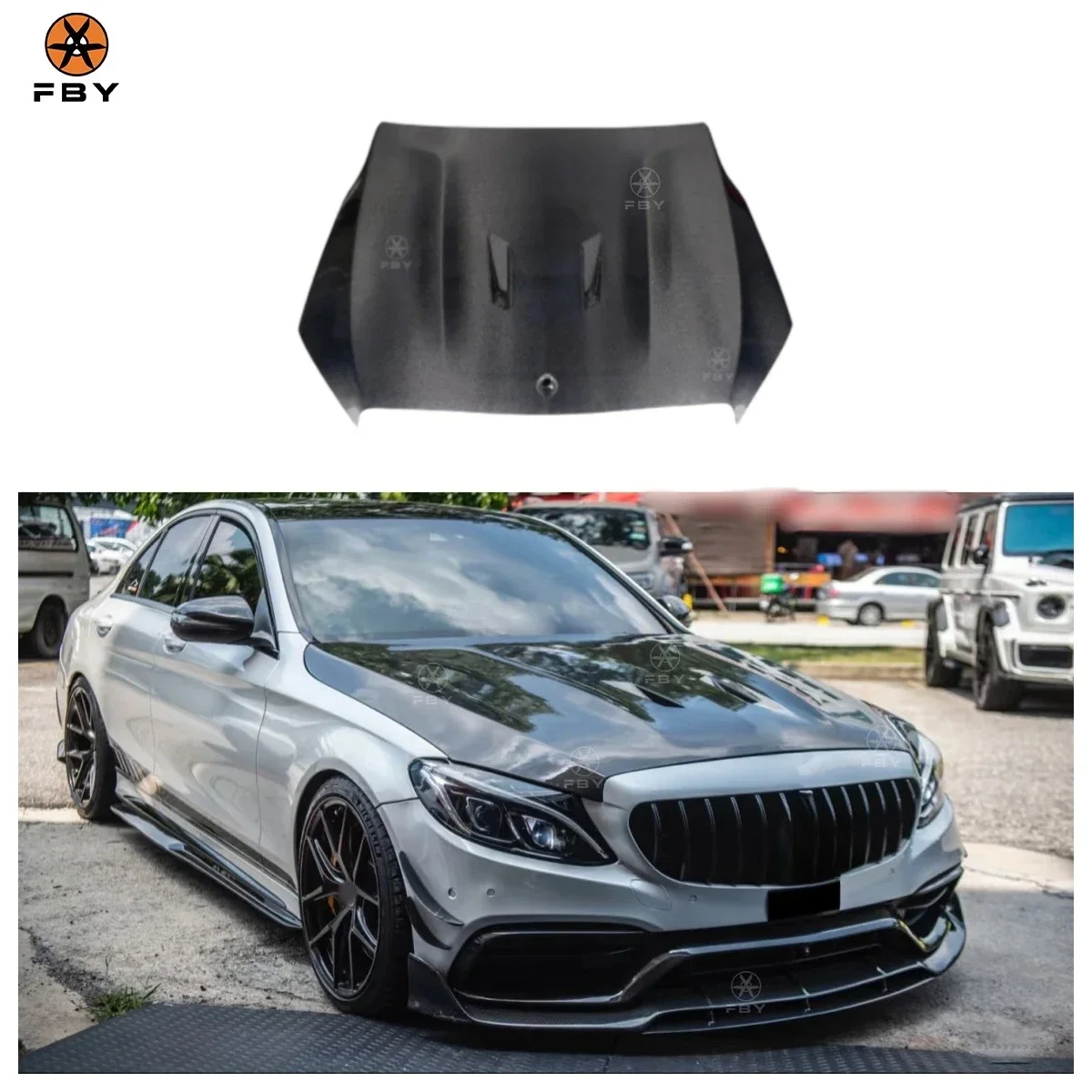 New Carbon Fiber Engine Hood for Mercedes-Benz C Class W205 C63 2015-2021 Style Hight Quality Carbon Fiber Body Kit！