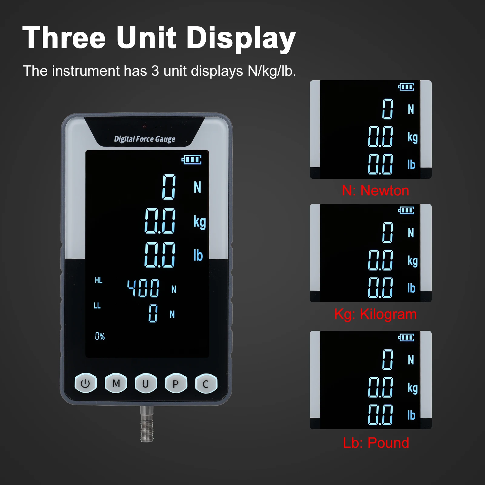 مقياس القوة الرقمي دفع سحب مقياس القوة المحمولة دينامومتر مع 3 وحدات N/LB/Kg السيارات الخلفية LCD اختبار إيقاف التشغيل التلقائي