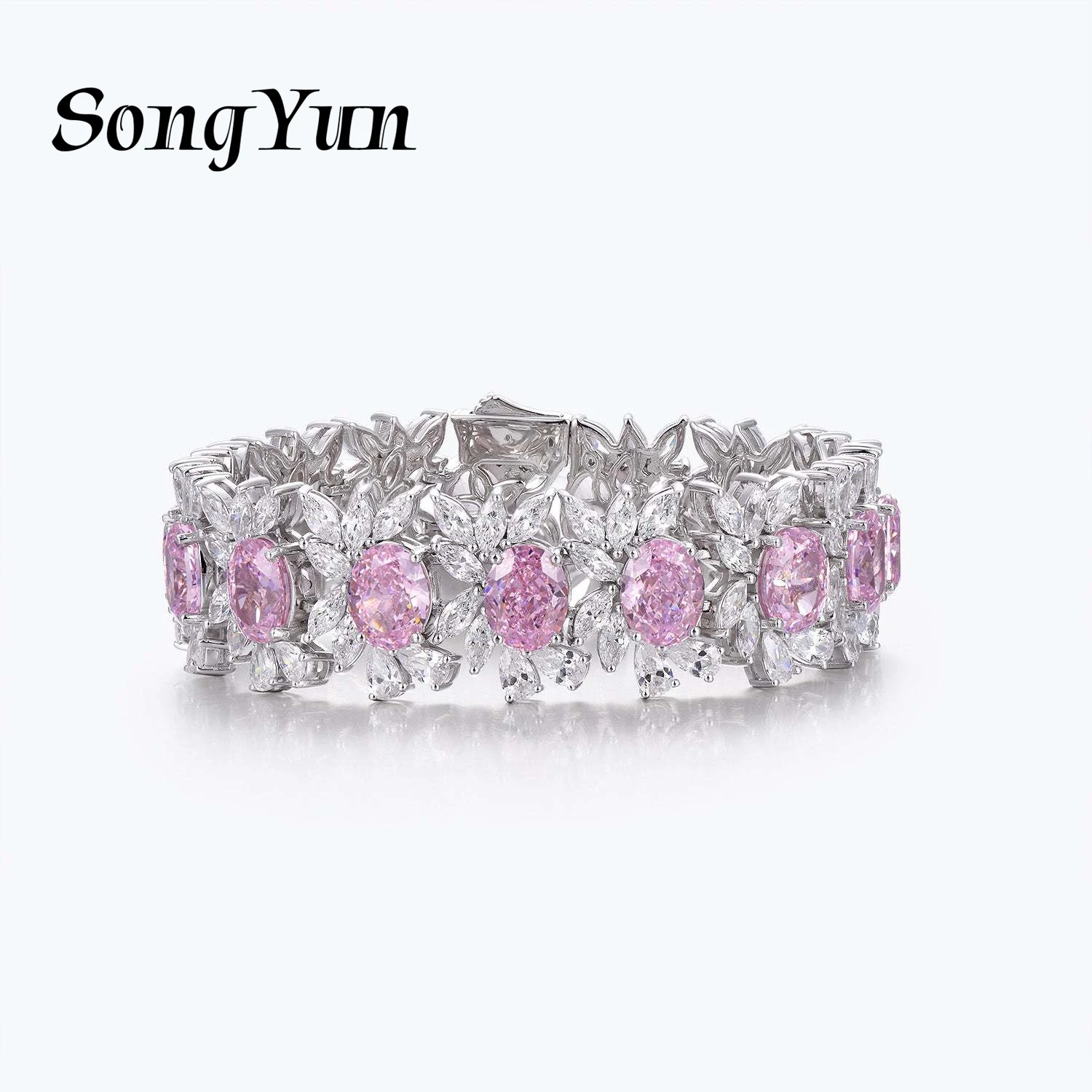 SONGYUN Brand Jewelry 925 Sterling Silver Bracelet Zircon 5A Link Vacation for Women 18K Rose Gold Plated Fine Jewelry Bangle