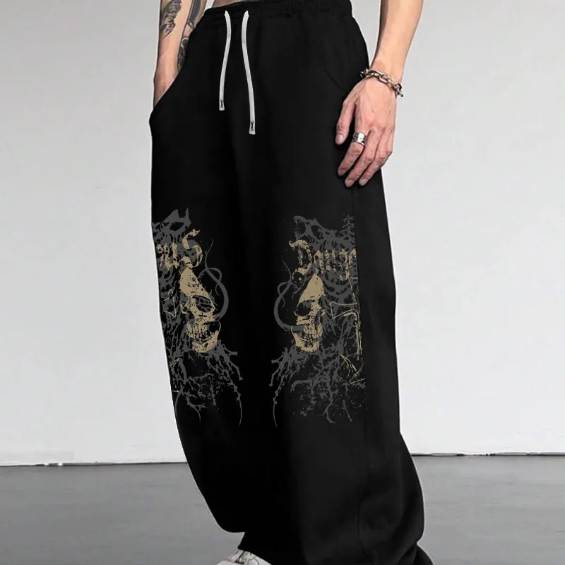 

Dark Skeleton Men's Casual Sports Campus Running Pants Straight Leg Pants Unisex New Unisex Casual Running Pants