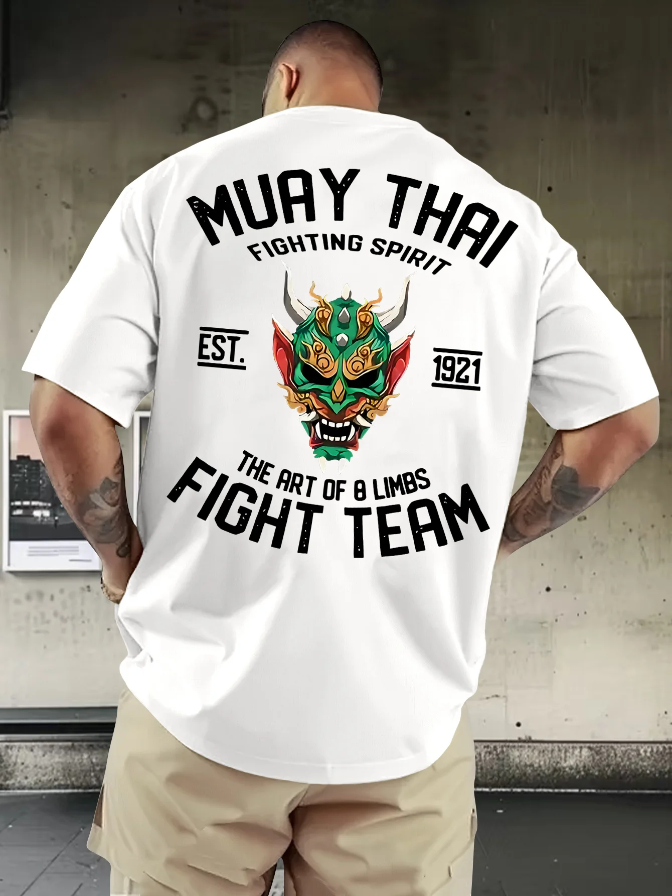 Men's Muay Thai Printed T-shirt - Adorned with Spiritual Totems and Muay Thai Elements, Boxing Themed T-shirt view 2
