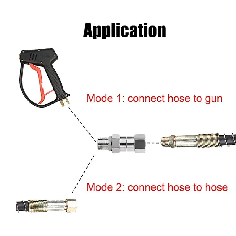 ABMO 10X High Pressure Washer Swivel Joint 3/8 Inch Pressure Washer Hose Fittings 360 Degree Rotation Connector Car Washing