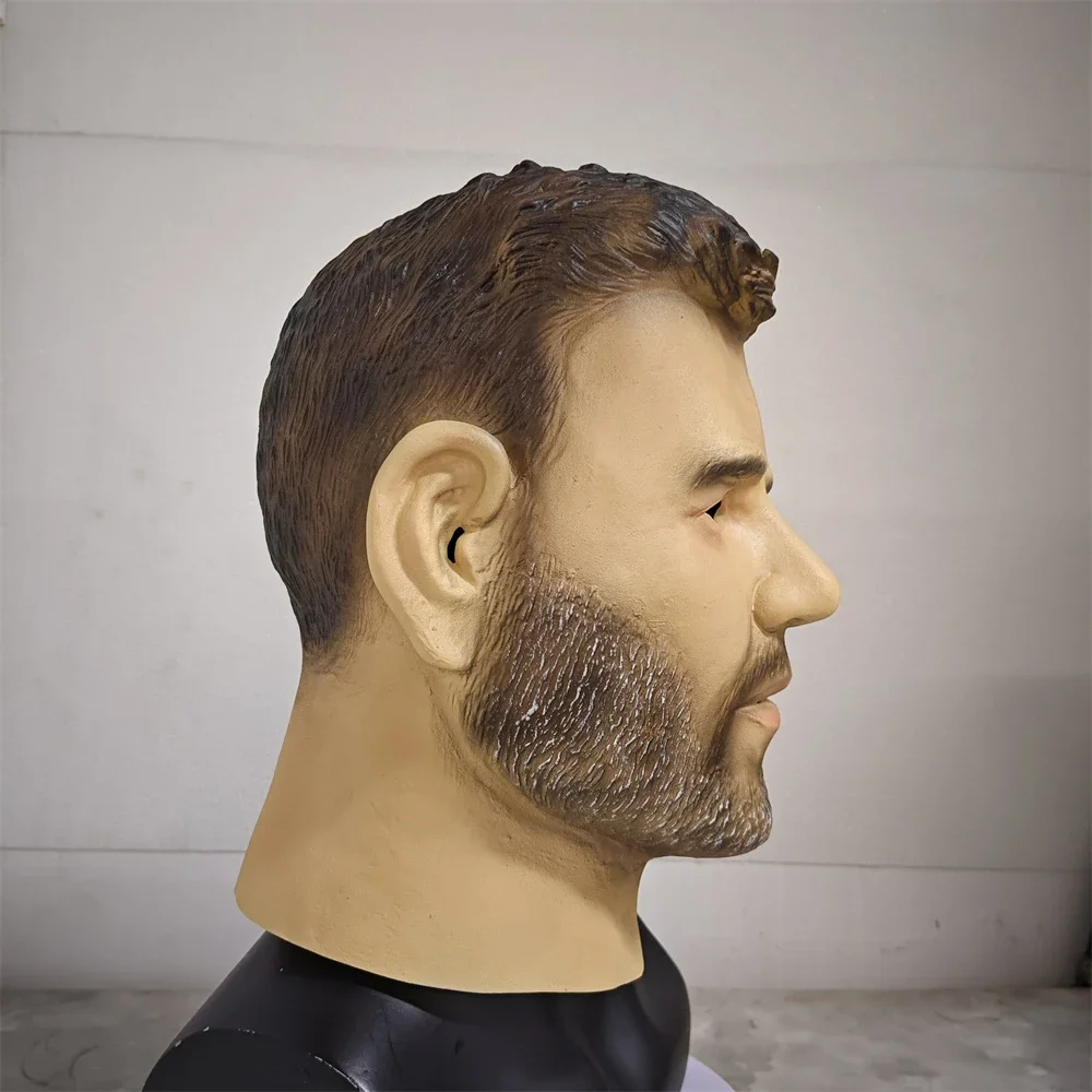 Realistic Latex Male Mask Chris Hemsworth Celebrity Mask Halloween Carnival Costume Party Fancy Dress Adult Prank Head Cover