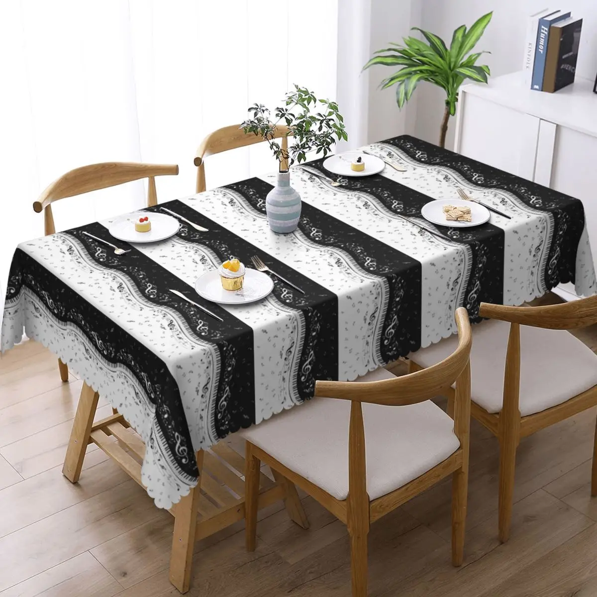 Piano Key Musical Note Tablecloth Restaurant Kitchen Rectangular Tablecloth Festival Party Tablecloth Outdoor Dining Table Cover