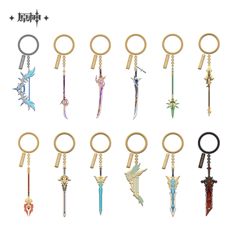 Genshin Impact Divine Casting Shaped Series Weapon Metal Pendant Genshin Official genuine version Anime peripherals Key Chain