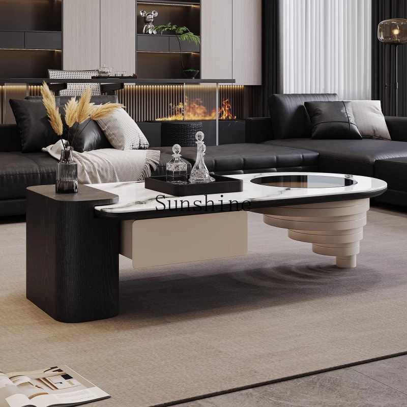 Italian living room small apartment creative marble minimalist abyss coffee table table