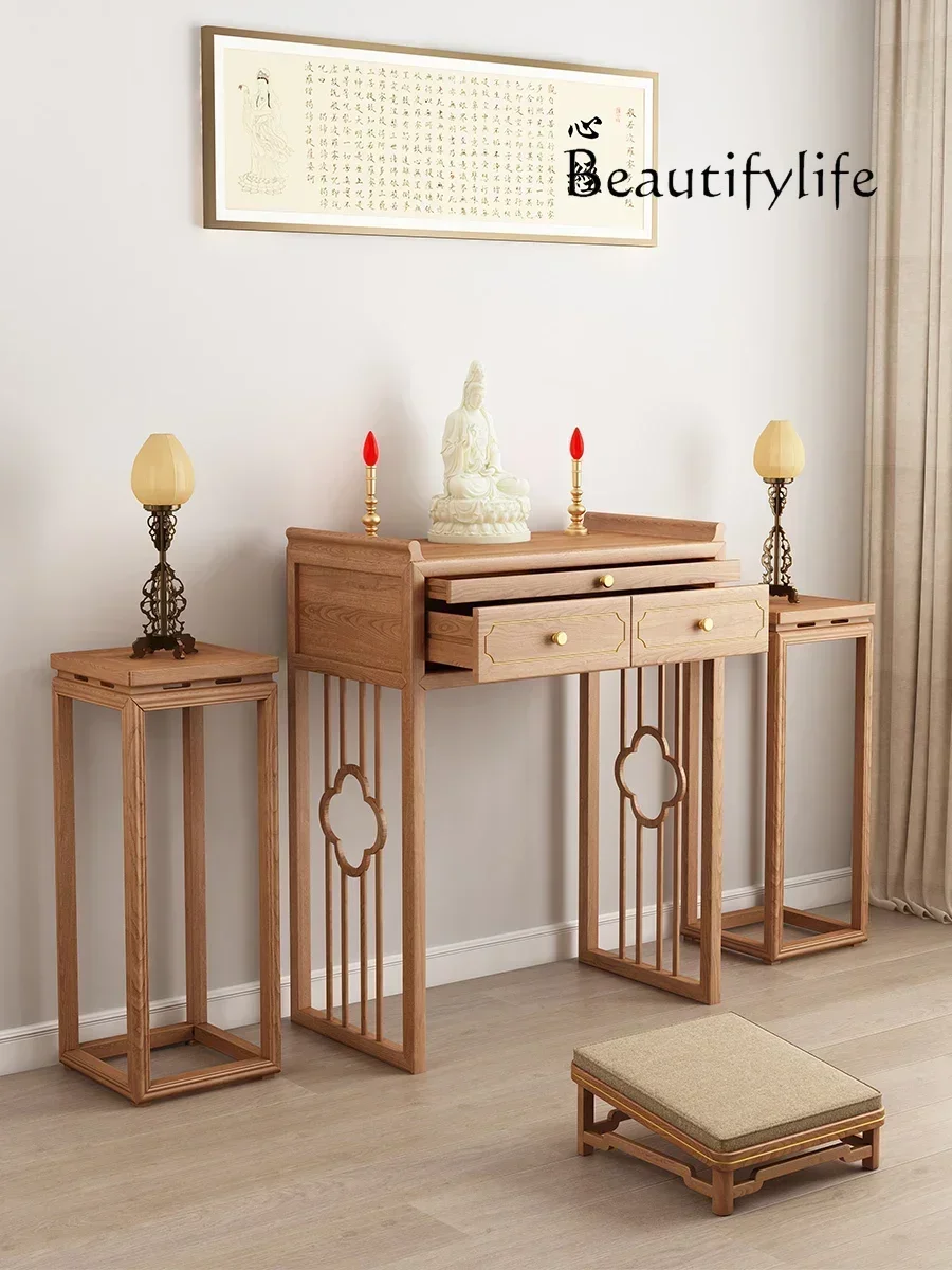 

Household Prayer Altar Table Table Guanyin God of Wealth Buddha Shrine God New Chinese Style Solid Wood Altar Incense Table