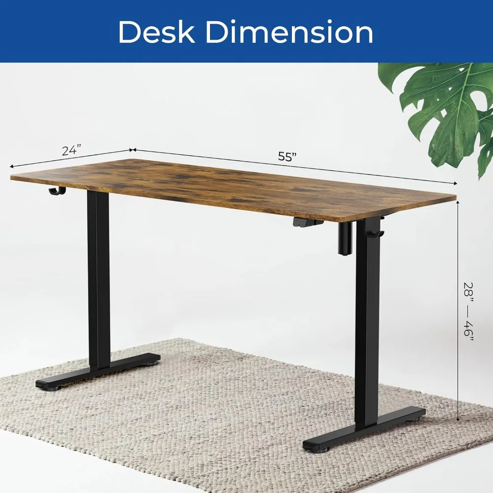 ergonomic 55" adjustable electric desk for home office - large rectangular laptop/computer stand