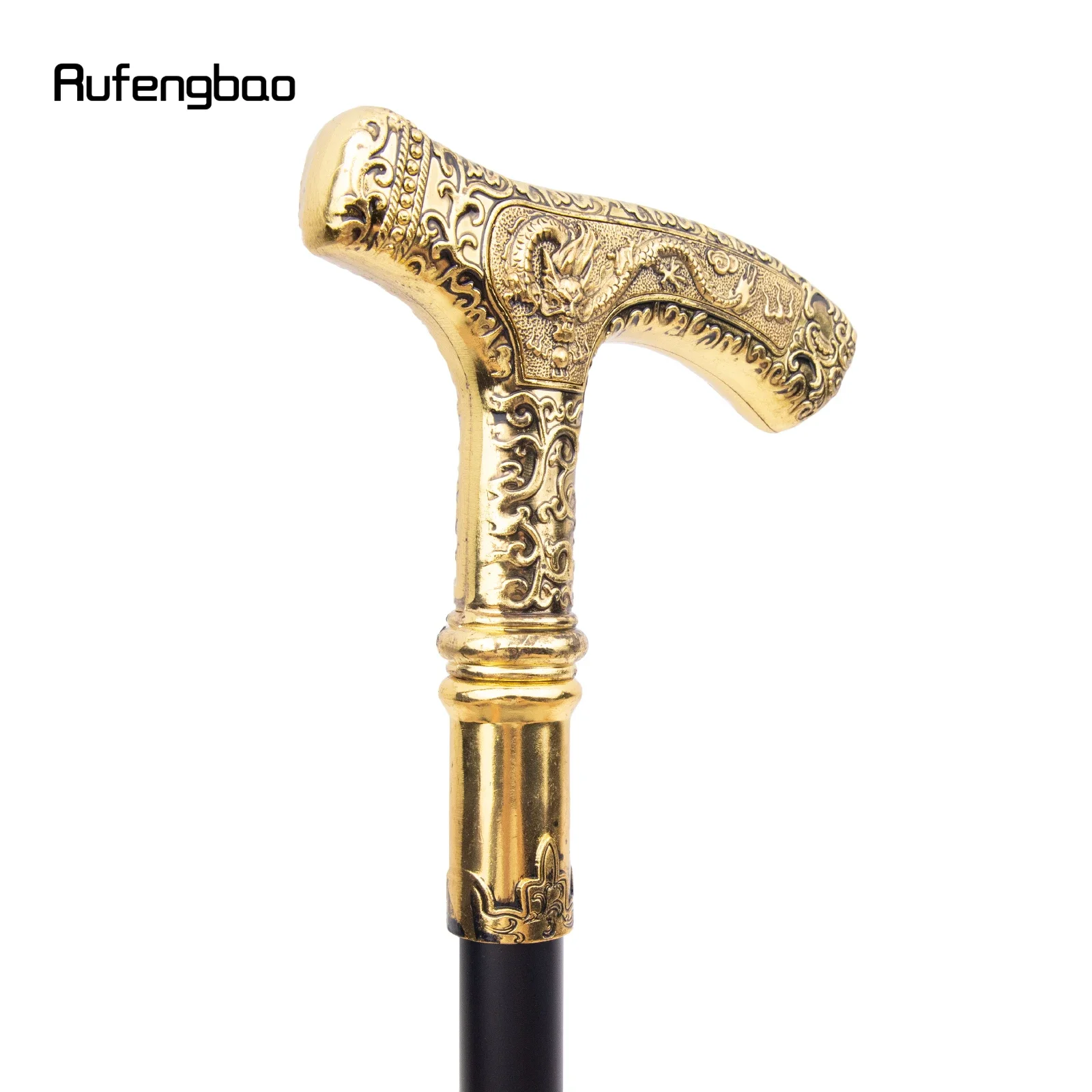 Golden  Dragon Handle Luxury Walking Stick with Hidden Plate Self Defense Fashion Cane Plate Cosplay Crosier Stick 89cm