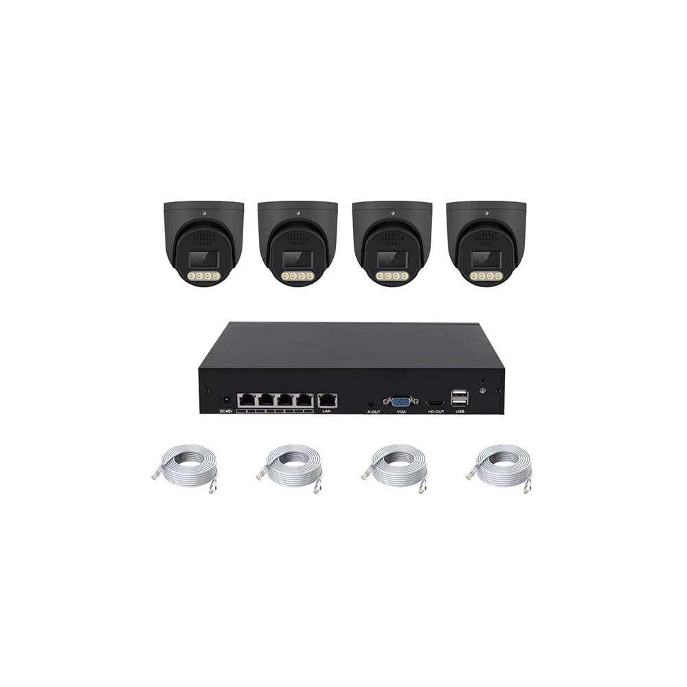 Camera Kit 4ch POE 4MP Full Color Dome Camera NVR Kit Home Security