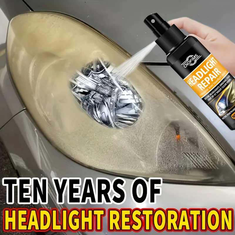 Car Headlight Restoration Liquid, Headlight Yellowing Refurbishment Spray - Removes Yellow Oxidation, Scratches, Fog, and Haze