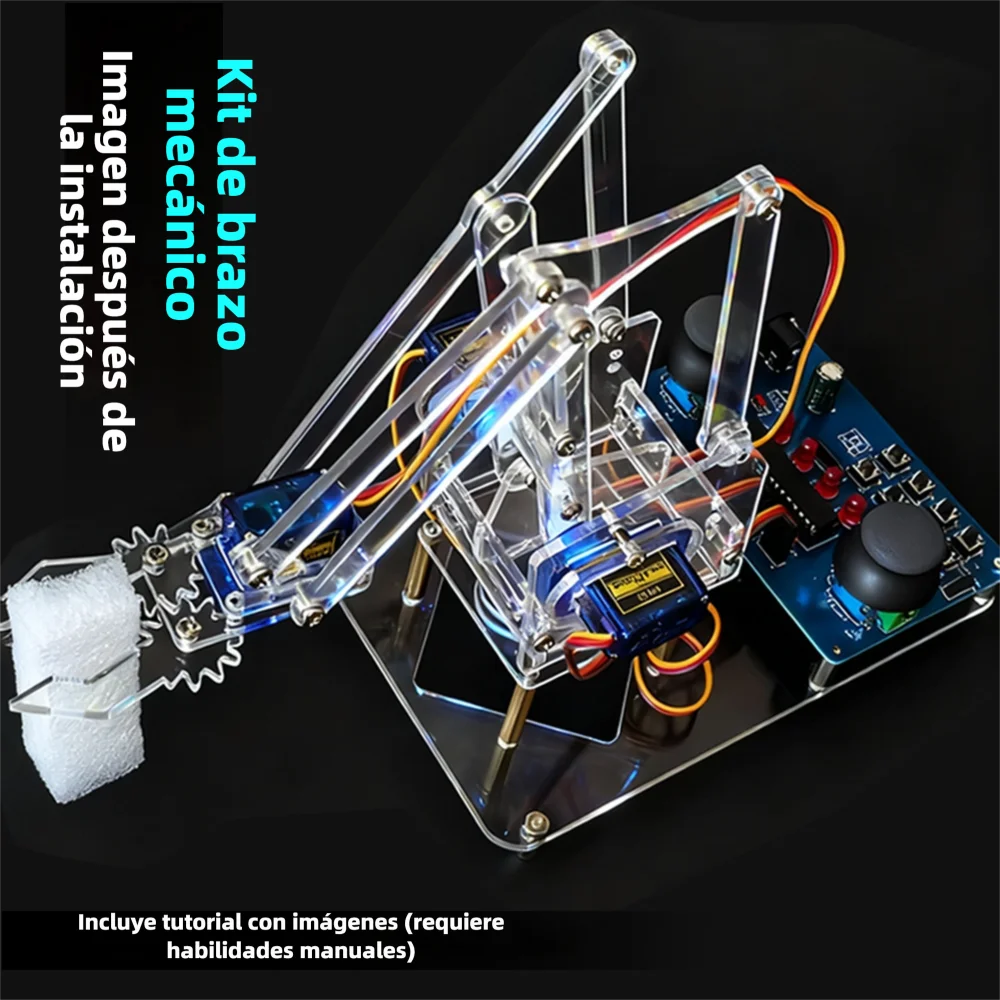 Kit Completo de Brazo Robótico DIY para Aprendizaje - Práctica de Soldadura, Electrónica, Diseño de Circuitos, Ideal para Proyectos Maker, Educación STEM y Regalo Tecnológico Educativo