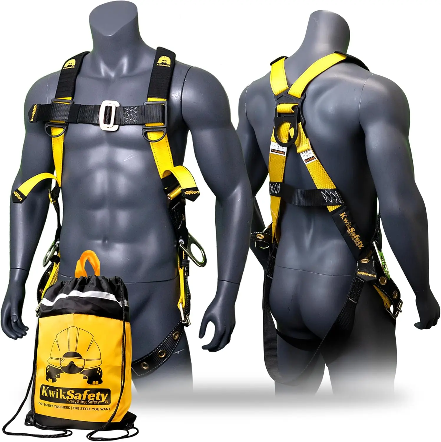 

KwikSafety - Charlotte, NC - SUPERCELL Safety Harness [3 D-RINGS] Full Body Safety Harness Fall Protection Kit ANSI OSHA