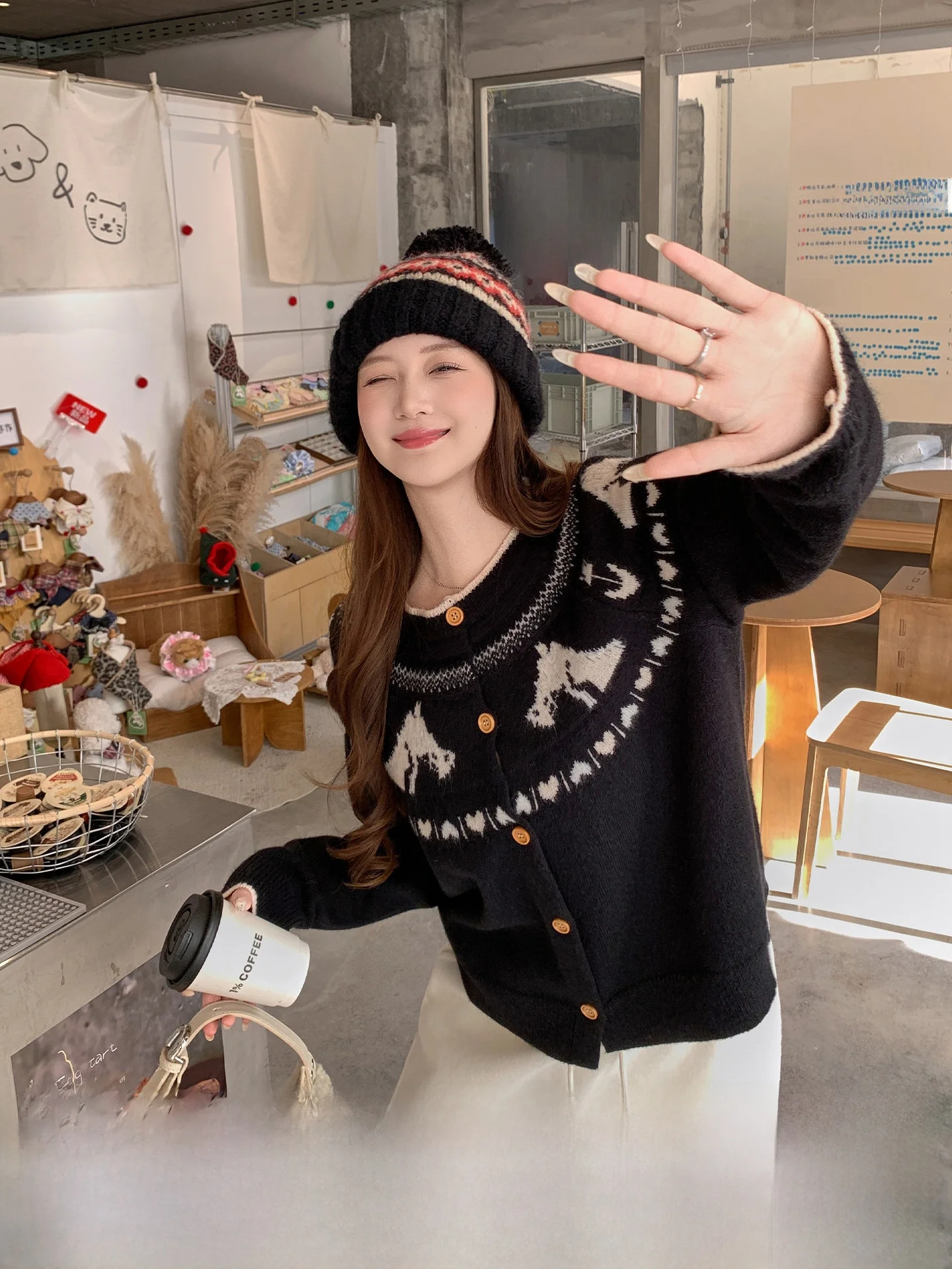 

Женский вязаный свитер больших размеров Mae с узором Fair Isle, повседневный, свободного кроя, с длинными рукавами, зимний топ