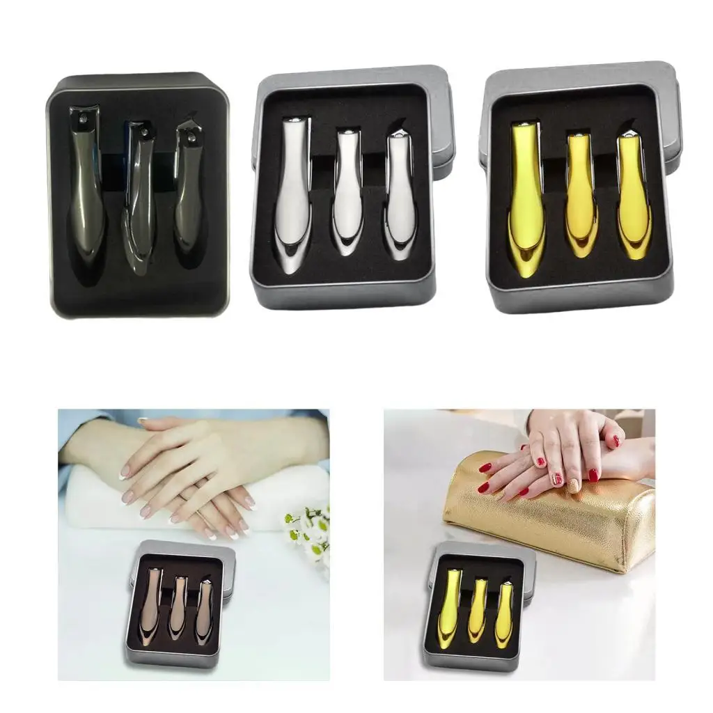 3x 爪切りアンチスプラッシュポータブルメタルボックス付き防水便利な足の爪