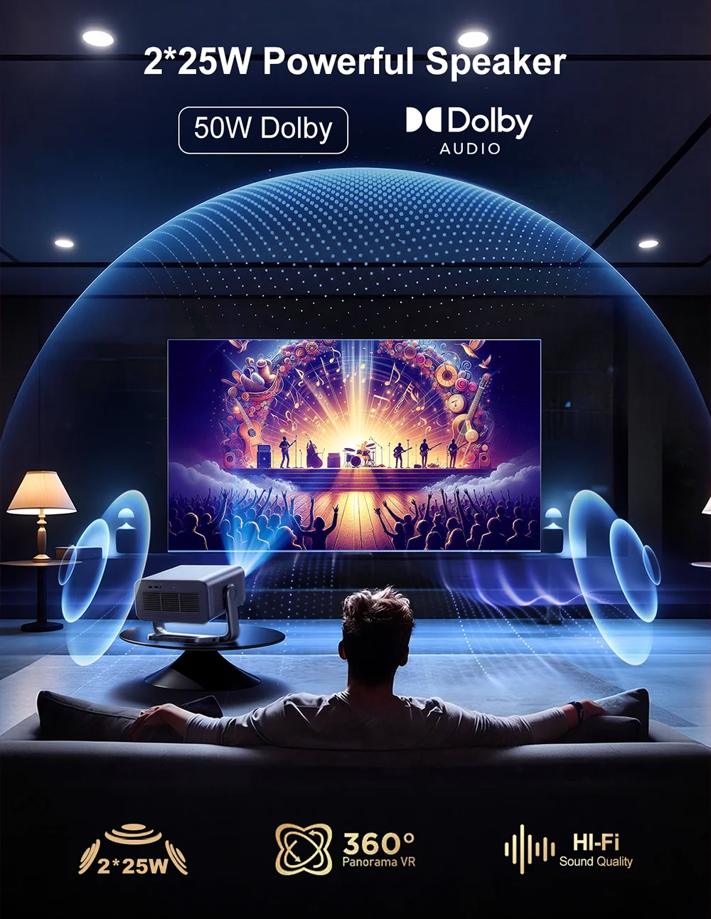 ThundeaL TD99W VIDAA Live TV Smart Projector 4000Ansi 4K 50W Dolby WiFi Full HD 1080P Home Theater Outdoor Movie Video Projector