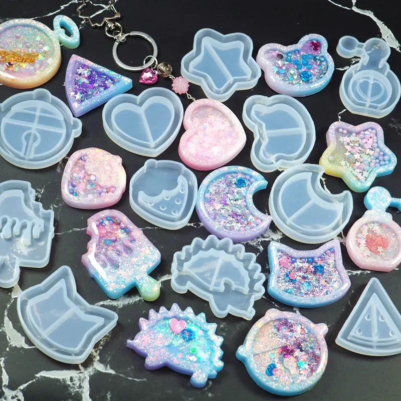 Popular1PC Cute Key Chain Shaker Molds Jewelry Craft Molds Silicone Jewelry Accessories DIY Craft Molds