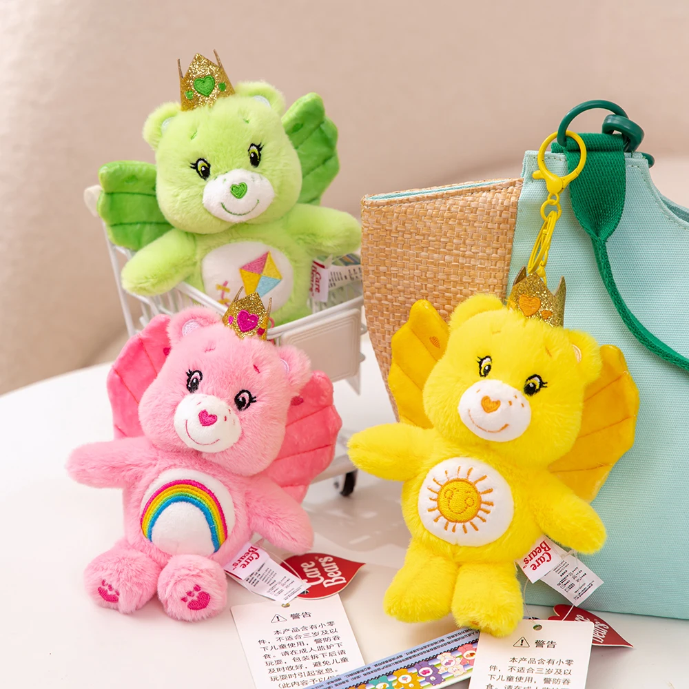 Care Bears Vocal Pendant With Wing Plush Anime Kawaii Plushie KeyChain Bag Decoration Doll Girls Boys Backpack Plush Keyrings