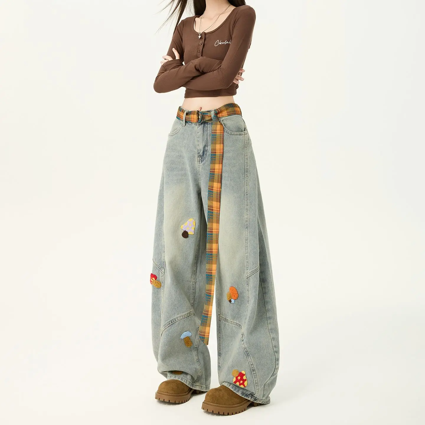 Women's Jeans Straight Leg Denim Pants Y2K Style Vintage Design Baggy Fit Comfortable Female Daily Wear Casual Women's Jeans