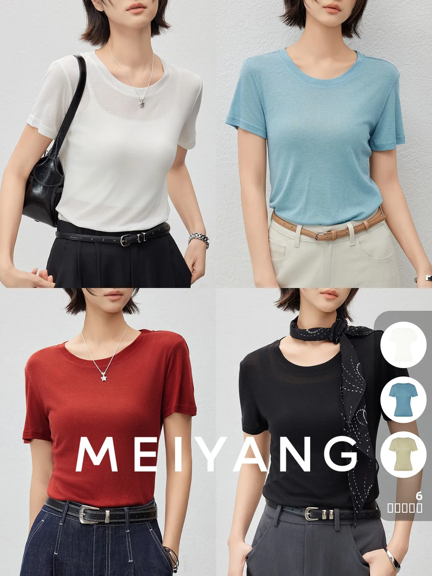 

MeiYang Water Mask T-irt Slim Fit round Ne ort Sve Casual Sle Summer Faion Ladies' Tee Classic Pattern Polyester...