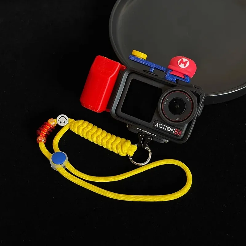 Для DJI Action5pro экшн-камера, ручка, клетка с 3D принтом, быстроразъемная кнопка затвора, горячий башмак, мультяшный браслет, аксессуары