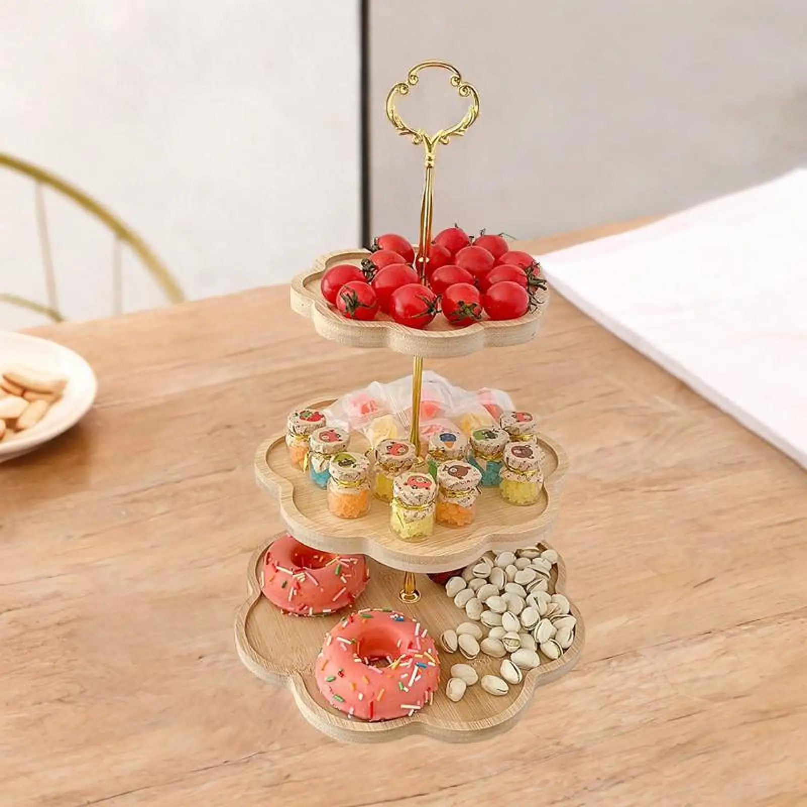 Cupcake Stand Dessert Table Display Plate Serving Snack Buffet Display Stand 3 Tier Serving Tray for Celebration Wedding