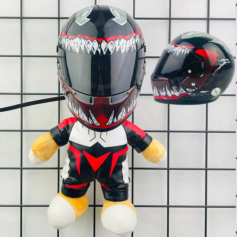 

Мотоциклетный комплект шлема с медведем, украшение для езды на велосипеде, подвеска в багажник, мини-игрушка, подвеска, украшение для дома, кукла