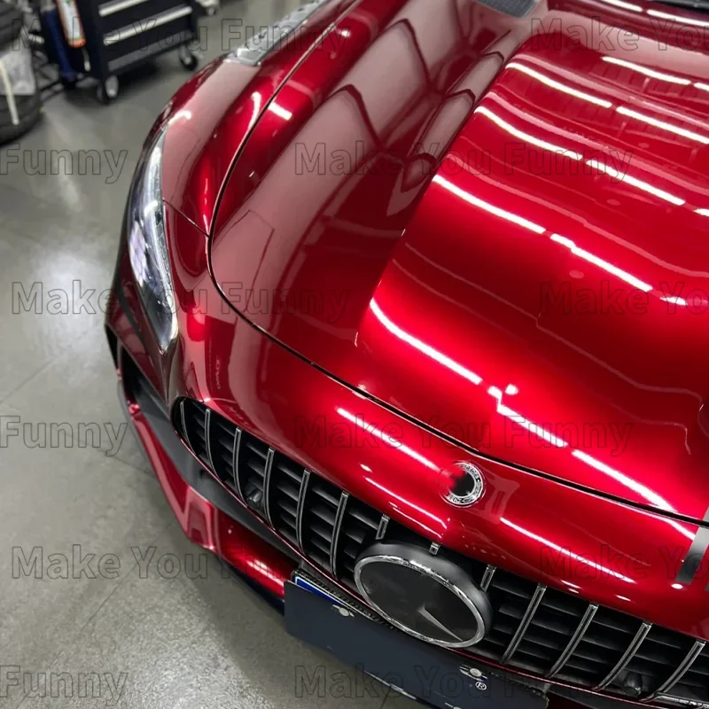5x59FT Glossy Color Dragon blood Red Liquid Metallic Series Color PET Car Body Decorative Vinyl Wrap PPF Paint Protection Film