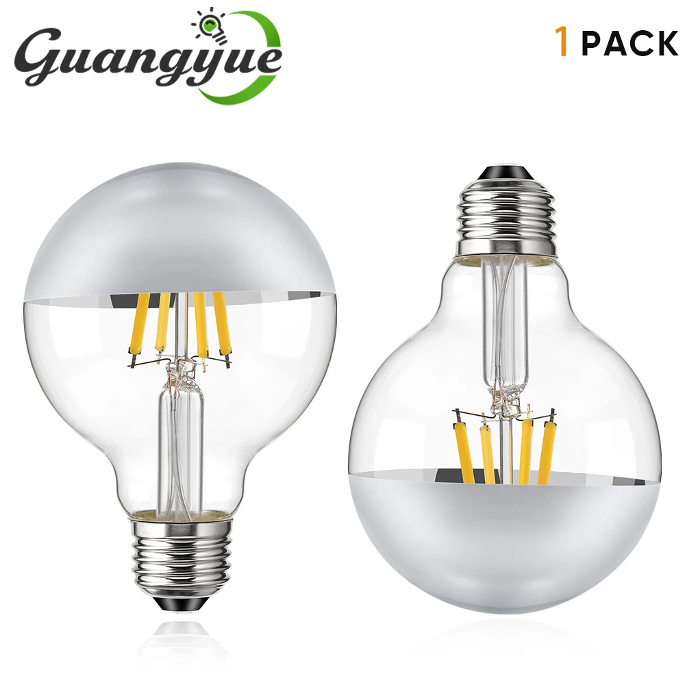 E27 Mirror Silver Retro Edison LED Light Bulb G80 7W 220V Vintage Filament LED Lamp 1050LM High Lumen 2700K Warm White Lighting