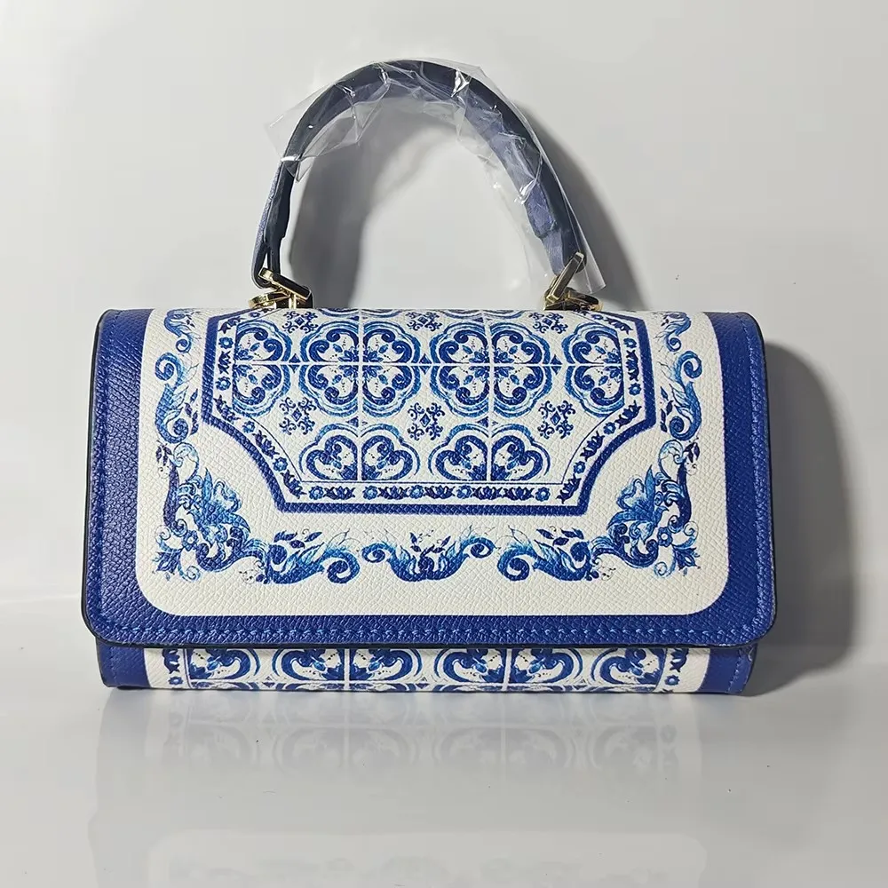 Vers handtas vierkante tas blauw blauw en wit porselein vierkante wilde tas vierkante handtas mini tas elegancki FD99060124