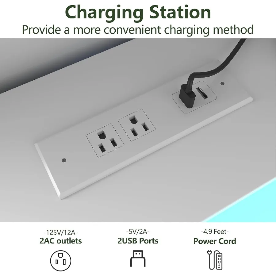 خزانة ذات 9 أدراج لغرفة النوم مع مخرج طاقة، خزانة ذات أدراج حديثة مع خزائن تخزين بإضاءة LED مع Stora مفتوحة #3