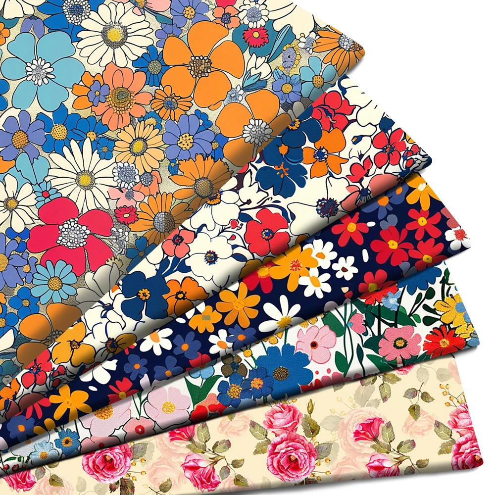 

50*145cm Floral Patchwork Printed Polyester Cotton Fabric for Tissue Sewing Quilting Fabrics Needlework Material DIY Handmade