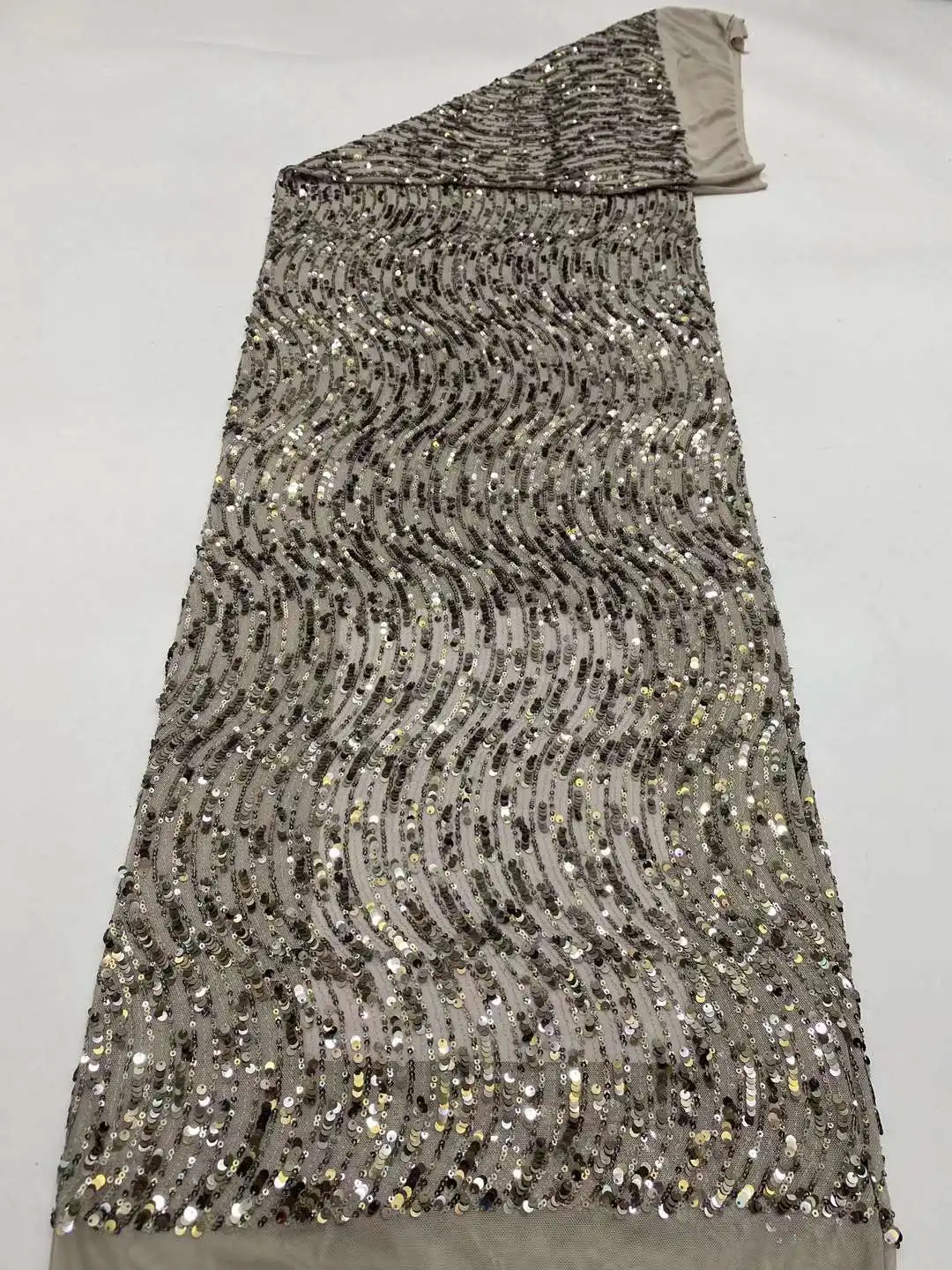 NigWin-Tissu de dentelle de maille d\'élasticité française, tissu de tulle africain, paillettes de haute qualité pour la robe de mariée de fête, 2024