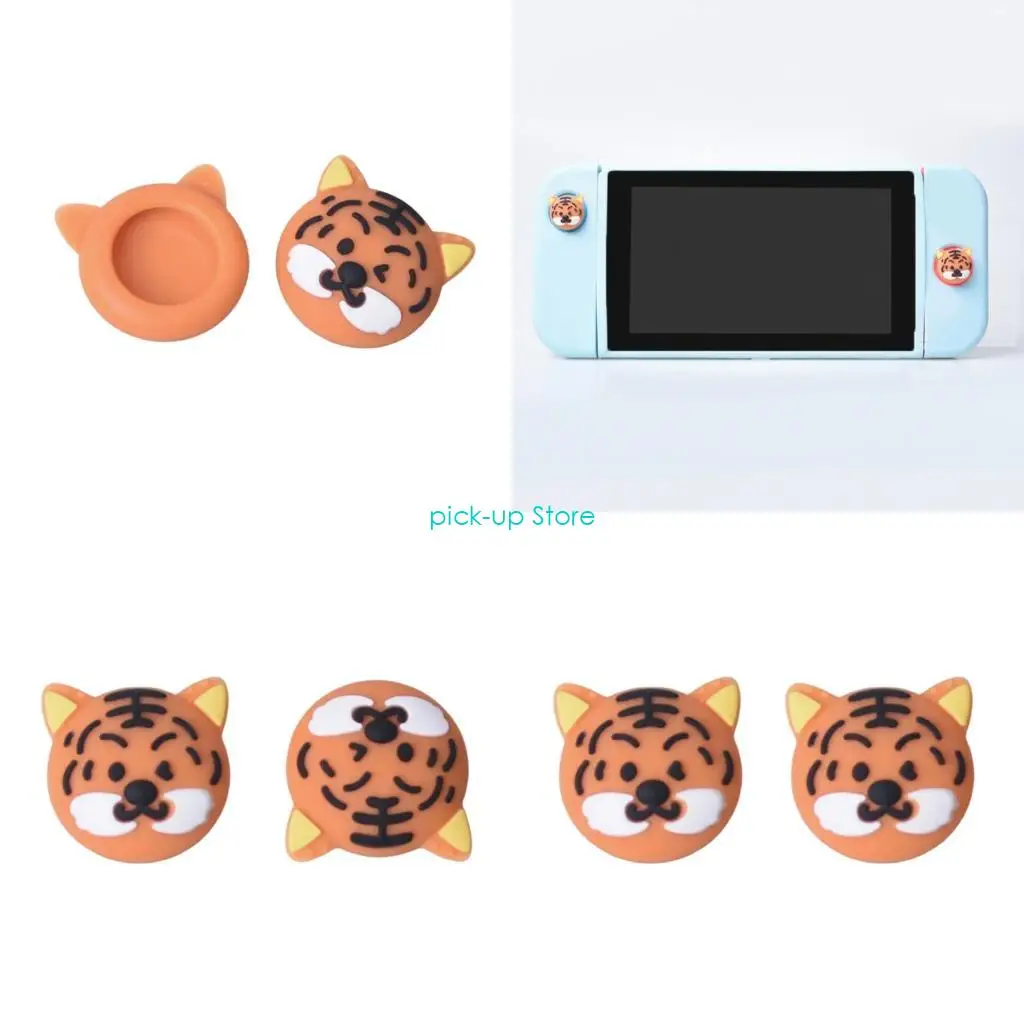 Q5WA 2PCS NS 컨트롤러 교체 엄지 스틱을위한 썸 스틱 캡은 동물 패턴 아날로그 스틱 로커 캡 커버 커버