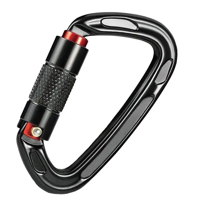 Carabiners For Rock Climbing D-Shaped Safe Lock Clip 24KN Safe Lock Clip Aluminum Carabiner D Ring Ergonomic For Securing Pets