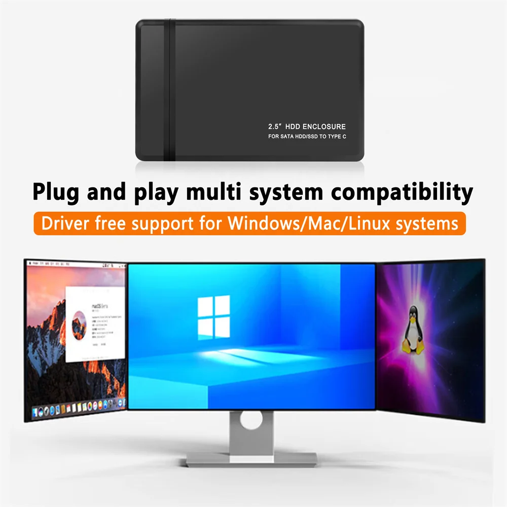 2.5" SATA USB3.0 HDD Enclosure USB2.0 Type-C Hard Drive Case for SSD USB 2.0 3.0 3.1 External Storage Mobile Adapter HDD Box