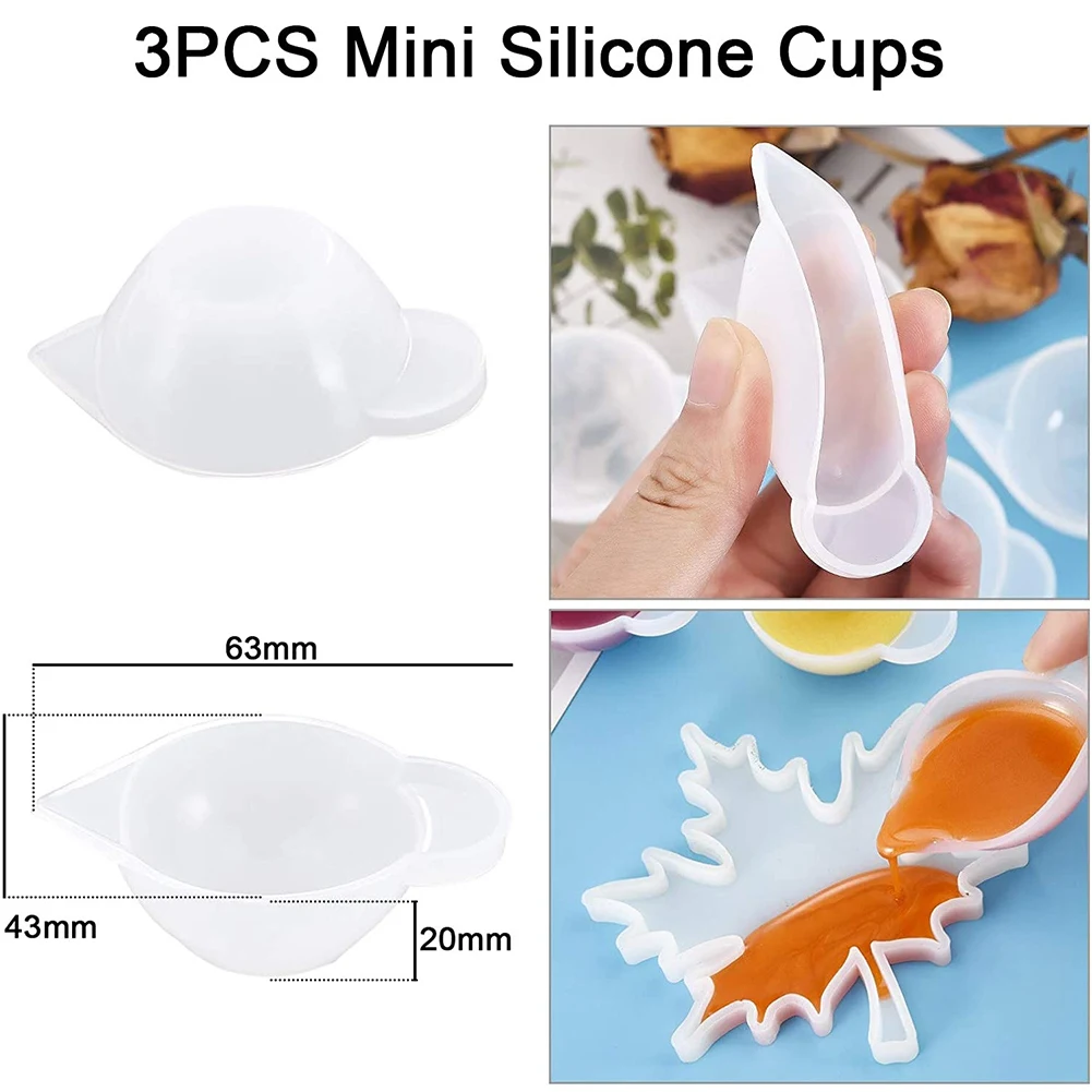 

-FQYL Силиконовые мерные стаканчики для эпоксидной смолы, многоразовые чашки для смешивания, кувшины, контейнер для литья из смолы с палочками для смешивания смолы